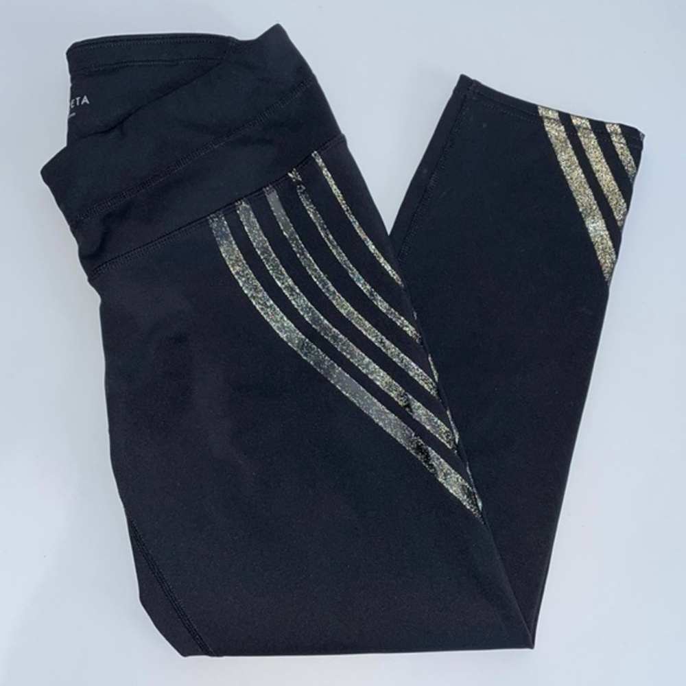 Athleta Black Leggings with Gray Stripes - Picture 2 of 9